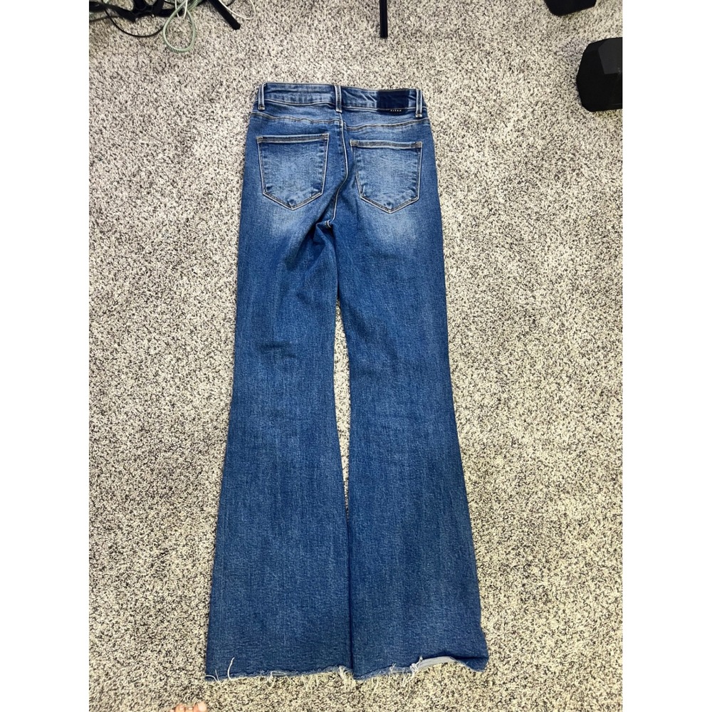 Risen Jeans Womens Blue High Rise Flare Wide Leg Raw Hem Denim RDPSize 3/26 - Picture 11 of 15